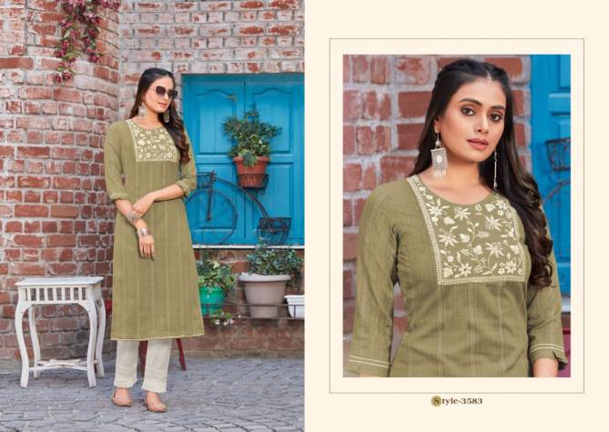 Rangoon Zara Designer Fancy Cotton Ethnic Wear Embroidery Kurti Collection